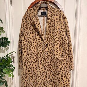 Anthropologie x Sanctuary Fuzzy Knit Leopard Coat - Size 2X